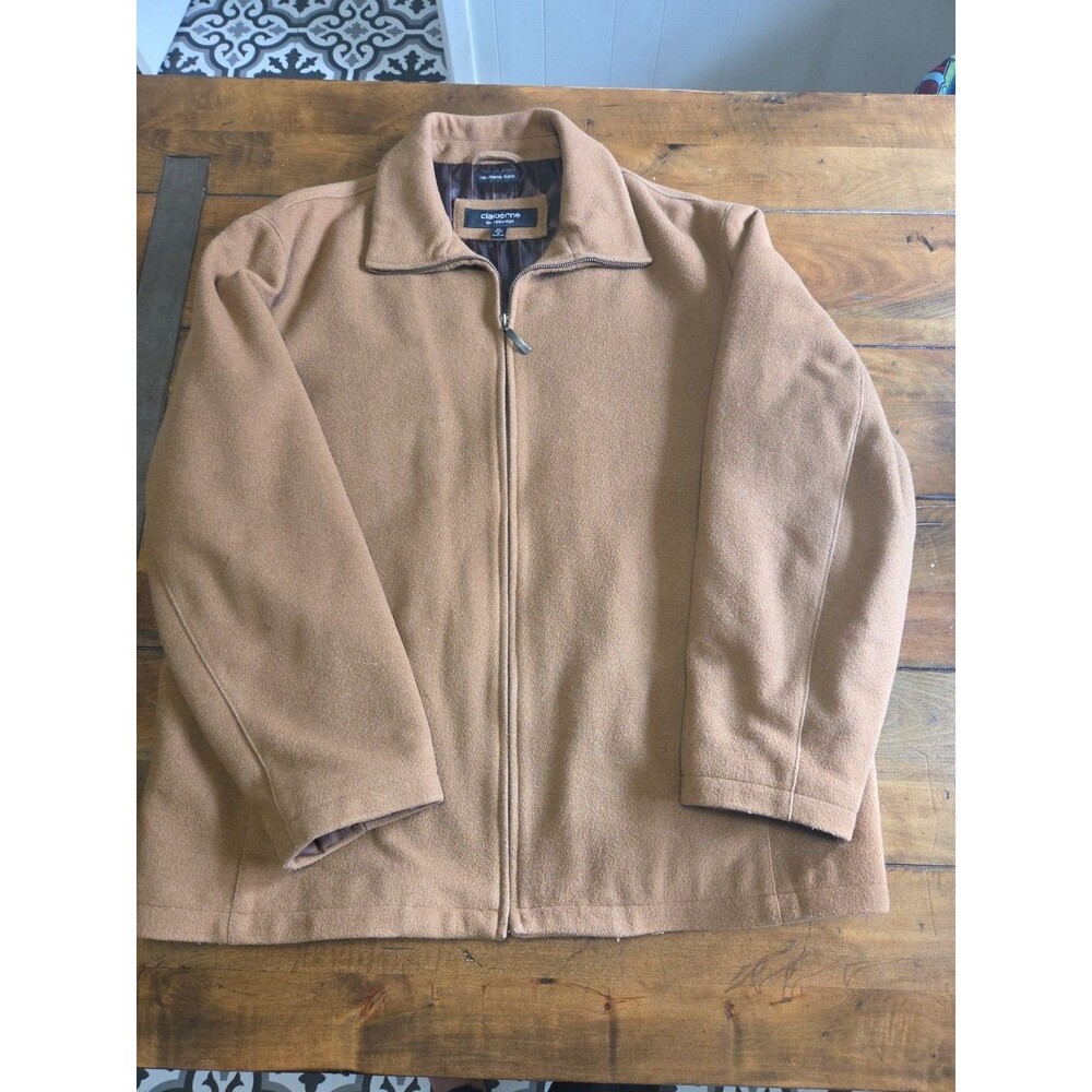Vintage 90s Claiborne  Wool Camel Harrington Jacket Coat Mens XL Grandpacore